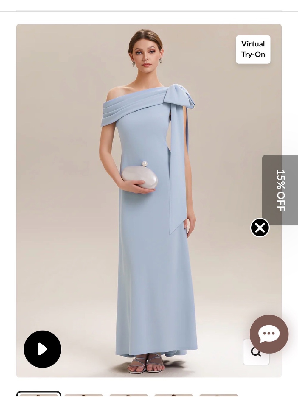 NWT Elegant One-Shoulder Light Blue Evening Gown